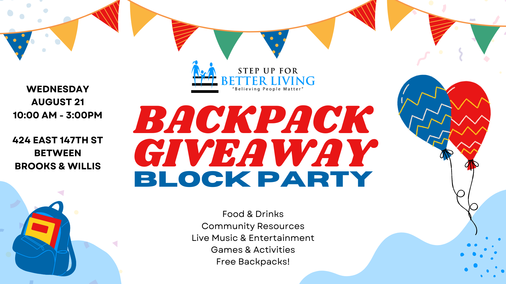 Backpack Giveaway Block Party 2024